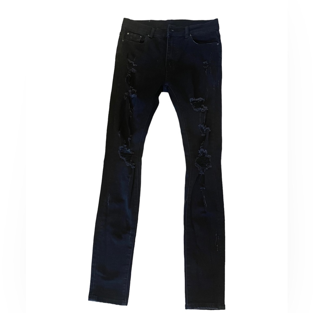 MNML Men’s Teens Distressed Skinny Denim Jeans Black Size 31